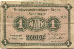 Sennelager (heute: Paderborn) - Kriegsgefangenenlager - 1.4.1917 - 1 Mark