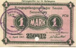 Sennelager (heute: Paderborn) - Kriegsgefangenenlager - 1.4.1917 - 1 Mark