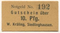 Siedlinghausen (heute: Winterberg) - Kräling, Wilhelm, Buchhandlung - -- - 10 Pfennig
