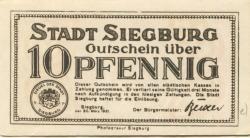 Siegburg - Stadt - 20.3.1921 - 10 Pfennig