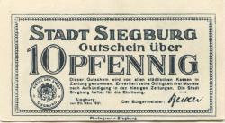 Siegburg - Stadt - 20.3.1921 - 10 Pfennig