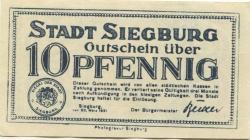 Siegburg - Stadt - 20.3.1921 - 10 Pfennig
