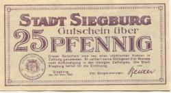 Siegburg - Stadt - 20.3.1921 - 25 Pfennig
