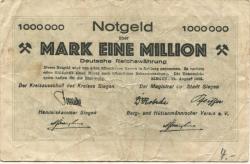 Siegen - Kreis, Stadt, Handelskammer und Berg- und Hüttenmännischer Verein eV - 11.8.1923 - 1 Million Mark