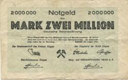 Siegen - Kreis, Stadt, Handelskammer und Berg- und Hüttenmännischer Verein eV - 17.8.1923 - 2 Millionen Mark