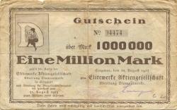 Siegmar (heute: Chemnitz) - Elitewerke AG - Abteilung Diamantwerke - 10.8.1923 - 31.8.1923 - 1 Million Mark