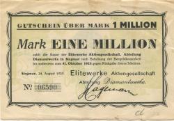 Siegmar (heute: Chemnitz) - Elitewerke AG - Abteilung Diamantwerke - 24.8.1923 - 31.10.1923 - 1 Million Mark
