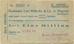 Siegmar (heute: Chemnitz) - Grossmann, Bruno - 31.8.1923 - 1 Million Mark