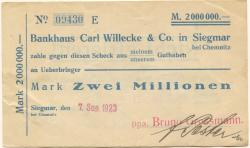 Siegmar (heute: Chemnitz) - Grossmann, Bruno - 7.9.1923 - 2 Millionen Mark