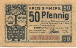 Simmern - Kreis - 1.9.1918 - 50 Pfennig