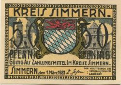 Simmern - Kreis - 1.3.1921 - 50 Pfennig