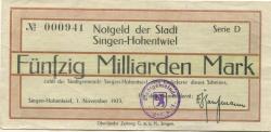 Singen - Stadt - 1.11.1923 - 50 Milliarden Mark