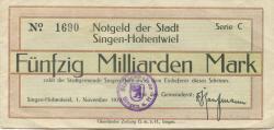 Singen - Stadt - 1.11.1923 - 50 Milliarden Mark