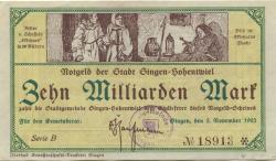 Singen - Stadt - 5.11.1923 - 10 Milliarden Mark