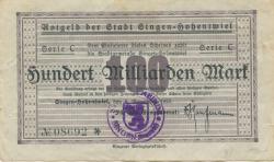 Singen - Stadt - 6.11.1923 - 100 Milliarden Mark