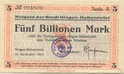 Singen - Stadt - 16.11.1923 - 5 Billionen Mark