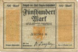 Singen - Stadt - 15.10.1922 - 500 Mark
