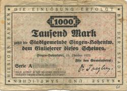 Singen - Stadt - 15.10.1922 - 1000 Mark