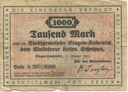 Singen - Stadt - 15.10.1922 - 1000 Mark