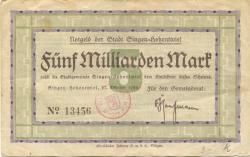 Singen - Stadt - 27.10.1923 - 5 Milliarden Mark