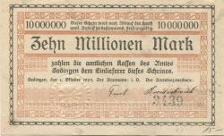 Sodingen (heute: Herne) - Amt - 1.10.1923 - 10 Millionen Mark