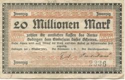Sodingen (heute: Herne) - Amt - 1.10.1923 - 20 Millionen Mark