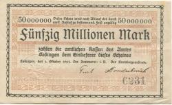 Sodingen (heute: Herne) - Amt - 1.10.1923 - 50 Millionen Mark