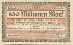 Sodingen (heute: Herne) - Amt - 1.10.1923 - 100 Millionen Mark