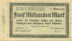 Sodingen (heute: Herne) - Amt - 1.10.1923 - 5 Milliarden Mark