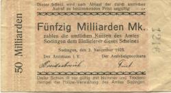 Sodingen (heute: Herne) - Amt - 2.11.1923 - 50 Milliarden Mark