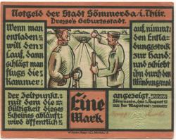 Sömmerda - Stadt - 1.8.1921 - 1 Mark