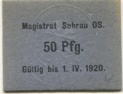 Sohrau (heute: PL-Zory) - Stadt - - 1.4.1920 - 50 Pfennig