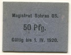 Sohrau (heute: PL-Zory) - Stadt - - 1.4.1920 - 50 Pfennig