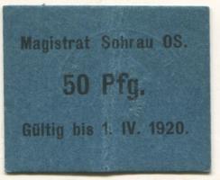 Sohrau (heute: PL-Zory) - Stadt - - 1.4.1920 - 50 Pfennig