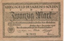 Soldin (heute: PL-Myslibórz) - Kreis - 1.12.1918 - 20 Mark