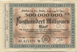 Solingen - Stadt - 20.9.1923 - 1.4.1924 - 500 Millionen Mark