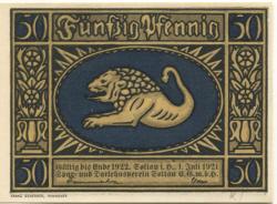 Soltau - Spar- Darlehns-Verein eGmbH - 1.7.1921 - Ende 1922 - 50 Pfennig