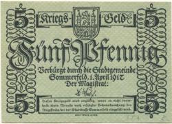 Sommerfeld (heute: PL-Lubsko) - Stadt - 1.4.1917 - 5 Pfennig