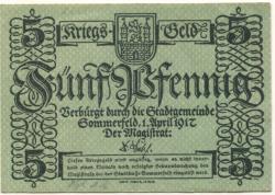 Sommerfeld (heute: PL-Lubsko) - Stadt - 1.4.1917 - 5 Pfennig