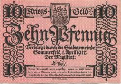 Sommerfeld (heute: PL-Lubsko) - Stadt - 1.4.1917 - 10 Pfennig