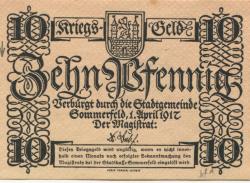 Sommerfeld (heute: PL-Lubsko) - Stadt - 1.4.1917 - 10 Pfennig
