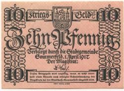 Sommerfeld (heute: PL-Lubsko) - Stadt - 1.4.1917 - 10 Pfennig