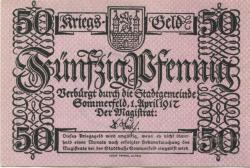 Sommerfeld (heute: PL-Lubsko) - Stadt - 1.4.1917 - 50 Pfennig