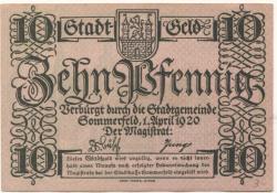 Sommerfeld (heute: PL-Lubsko) - Stadt - 1.4.1920 - 10 Pfennig