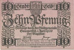 Sommerfeld (heute: PL-Lubsko) - Stadt - 1.4.1920 - 10 Pfennig