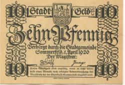Sommerfeld (heute: PL-Lubsko) - Stadt - 1.4.1920 - 10 Pfennig