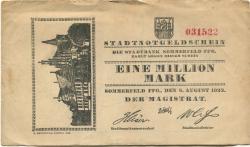 Sommerfeld (heute: PL-Lubsko) - Stadt - 8.8.1923 - 1 Million Mark