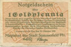 Sommerfeld (heute: PL-Lubsko) - Stadt - 31.10.1923 - 1 Gold-Pfennig
