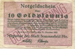 Sommerfeld (heute: PL-Lubsko) - Stadt - 31.10.1923 - 10 Gold-Pfennig