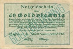 Sommerfeld (heute: PL-Lubsko) - Stadt - 31.10.1923 - 60 Gold-Pfennig